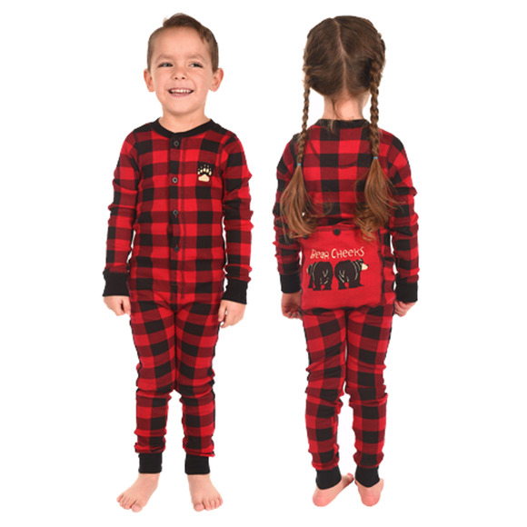 Lazy One Alaska Kids Unisex Red Plaid Bear Cheeks FlapJack Size 2T - Picture 1 of 7